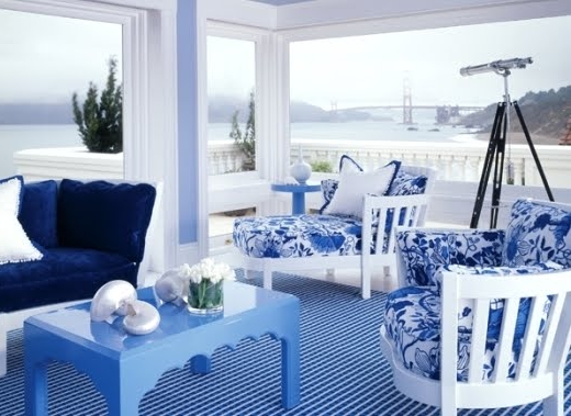 mavi beyaz yazlık ev dekorasyonu