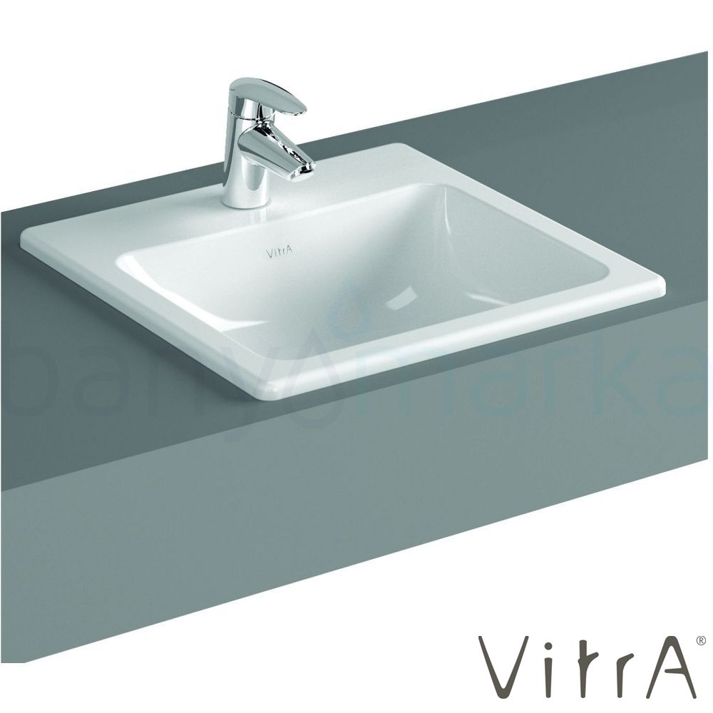 Vitra S20 Tezgah Üstü Lavabo, Kare 50 cm