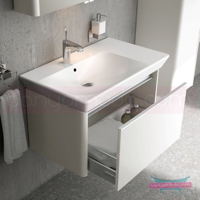 Vitra T4 Lavabo Dolabı, 80 cm, Mat Beyaz (Lavabo Dahil ...