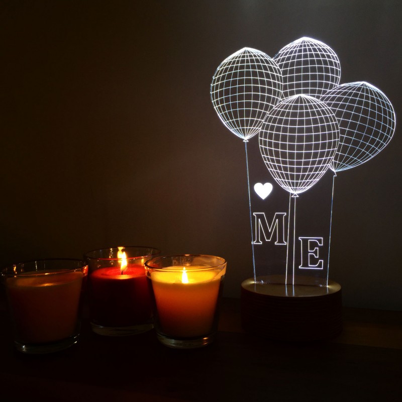 3 Boyutlu Lamba|Gece Lambası|3D Lamba|3D Lamp|Kalp Balon